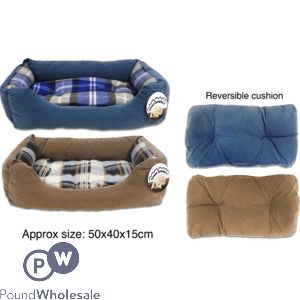 Faux Pet Bed Suede/check
