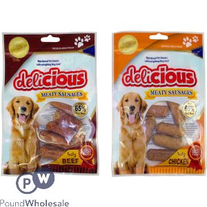 World Of Pets Soft Meaty Sausage Dog Treats Assorted Chicken &amp; Beef Flavour