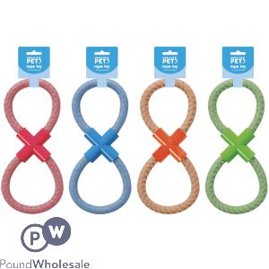 World Of Pets Figure 8 Rope Dog Toys 4 Assorted Colours