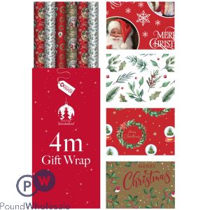 Festive Wonderland Christmas Traditional Gift Wrap 4m Cdu Assorted