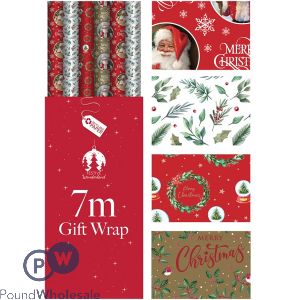 Festive Wonderland Christmas Traditional Gift Wrap 7m Cdu Assorted
