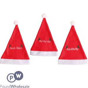 Festive Wonderland Christmas Plush Slogan Santa Hat Assorted