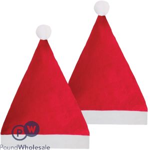 Festive Wonderland Christmas Plush Felt Santa Hat 2 Pack
