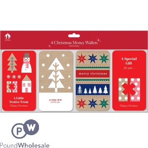 Festive Wonderland Assorted Christmas Money Wallets With Envelopes 4 Pack