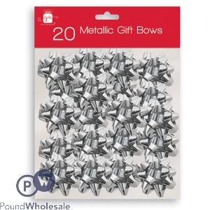 Giftmaker Metallic Gift Bows Silver 20 Pack