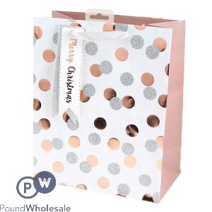 Giftmaker Metallic Spots Christmas Gift Bag Large