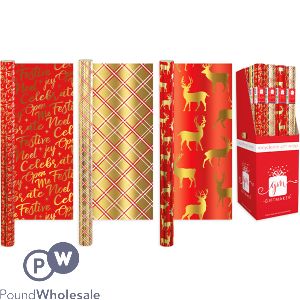 Giftmaker Christmas Traditions Gift Wrap 1.5m Assorted Cdu