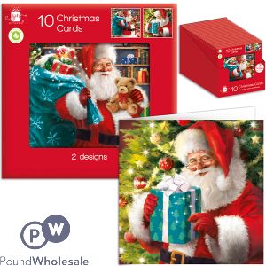 Giftmaker Square Santa Christmas Cards 10 Pack Cdu Assorted