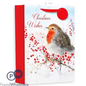 Giftmaker Christmas Wishes Robin Gift Bag Xl