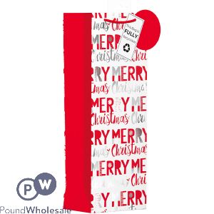 Giftmaker Red & Silver Merry Christmas Gift Bag Bottle