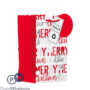Giftmaker Red & Silver Merry Christmas Gift Bag Perfume