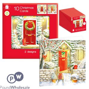 Giftmaker Festive Front Door Christmas Cards 10 Pack Cdu Assorted