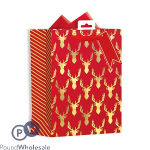 Giftmaker Christmas Stag Head Gift Bag Medium