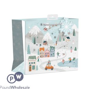 Giftmaker Christmas Driving Home Winter Village Wide Gift Bag Medium