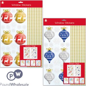 Giftmaker Christmas Bauble Window Sticker Set Assorted