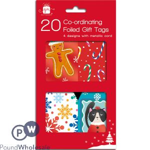 Giftmaker Christmas Assorted Novelty Coordinating Foiled Gift Tags 20 Pack