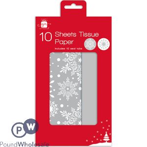 Giftmaker Christmas Assorted Snowflake Traditional Tissue Paper Sheets & Seal Tabs 10 Pack