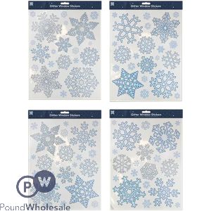Christmas Glitter Snowflake Window Stickers Assorted