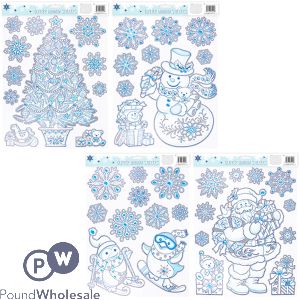 Christmas Glitter Window Stickers Four Assorted