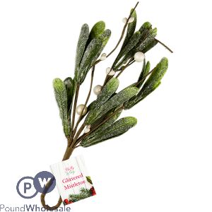 Christmas Glittered Mistletoe Hanging Decoration 23.5cm X 10cm