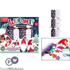 Christmas Who Am I Game Crackers 6 Pack 9"