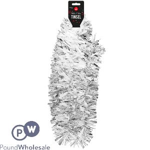 Christmas White & Silver Tinsel 2m