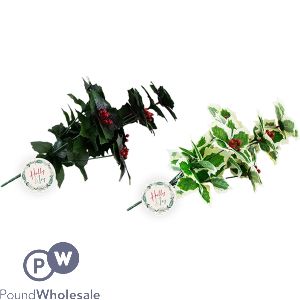 Christmas Decorative Christmas Holly Spray 40cm Assorted Colours