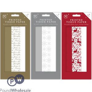 Christmas Printed Tissue Paper 50cm X 60cm 9 Pack Assorted