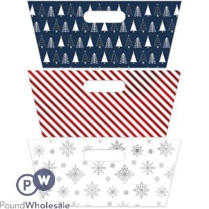 Christmas Rectangular Festive Printed Foil Hamper Tray 30cm X 23cm X 13cm