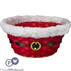 Christmas Santa Bamboo Gift Hamper Basket 24cm X 11cm