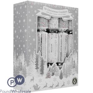 Family Silver Snowflake Crackers 12" 10 Pack