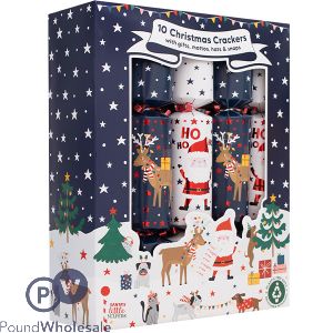Family Blue Santa & Helpers Christmas Crackers 12" 10 Pack