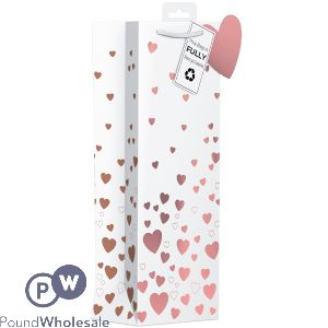 Giftmaker Rose Gold Hearts Gift Bag Bottle