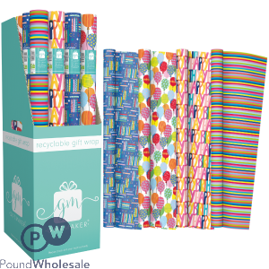 Giftmaker Birthday Brights Gift Wrap 69cm X 3m CDU Assorted