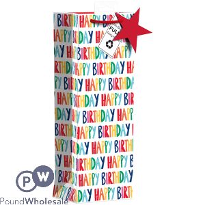 Giftmaker Brights Text Happy Birthday Gift Bag Bottle
