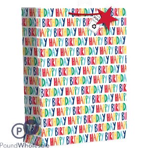 Giftmaker Brights Text Happy Birthday Gift Bag Xl