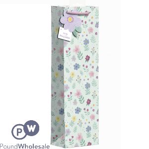 Giftmaker Ditsy Floral Blue Gift Bag Bottle