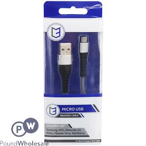  Micro Usb Hi-speed Braided Cable Silver 1m