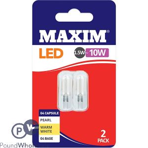 Maxim 1.5w=15w Warm White G4 Capsule Led Light Bulb 2 Pack