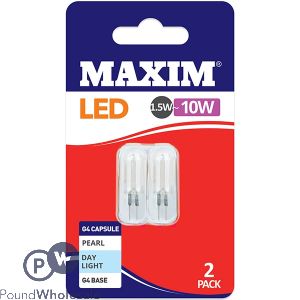 MAXIM G4 CAPSULE 1.5W-10W LED LIGHT BULB DAY LIGHT 2PK