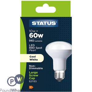 Status R80 Spot 10W=60W Pearl Cool White E27 LED Light Bulb