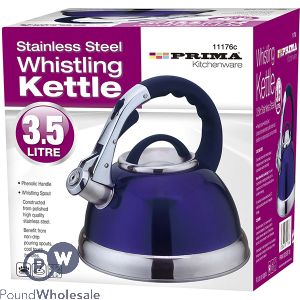 Prima Stainless Steel Whistling Kettle Blue & Chrome 3.5l