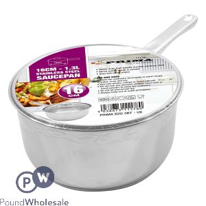 Prima Stainless Steel 16cm Saucepan With Glass Lid 1.3l