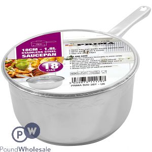 Prima Stainless Steel 18cm Saucepan With Glass Lid 1.8l