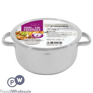 Prima Stainless Steel 22cm Casserole Dish 3.6l