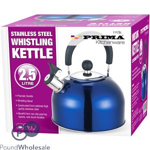 Prima Stainless Steel Blue Whistling Kettle 2.5l