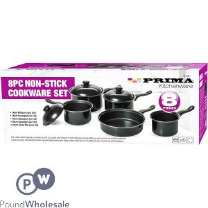 Prima Non-Stick Black Carbon Steel Cookware Set 8pc