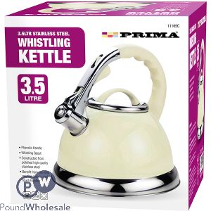 Prima Cream & Chrome Stainless Steel Whistling Kettle 3.5l