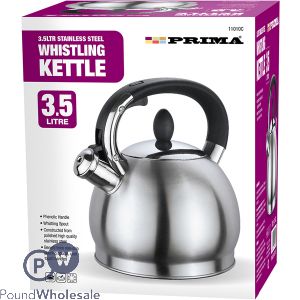 Prima Stainless Steel Silver Brushed Whistling Kettle 3.5l