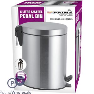 Prima 5l Stainless Steel Pedal Bins 20.5cm X 28cm